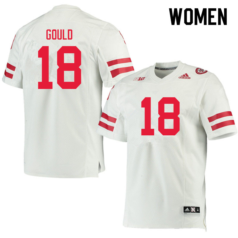 Women #18 Jaeden Gould Nebraska Cornhuskers College Football Jerseys Sale-White